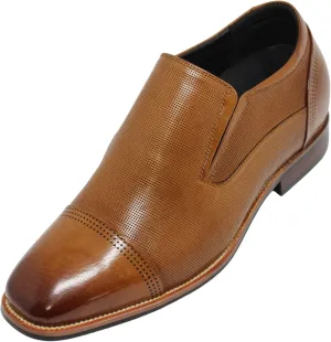 CALTO Men's Invisible Height Increasing Elevator Shoes - Brown Premium Leather Slip-on Formal Loafers - 3 Inches Taller - Y10658 - Size 9 D(M) US