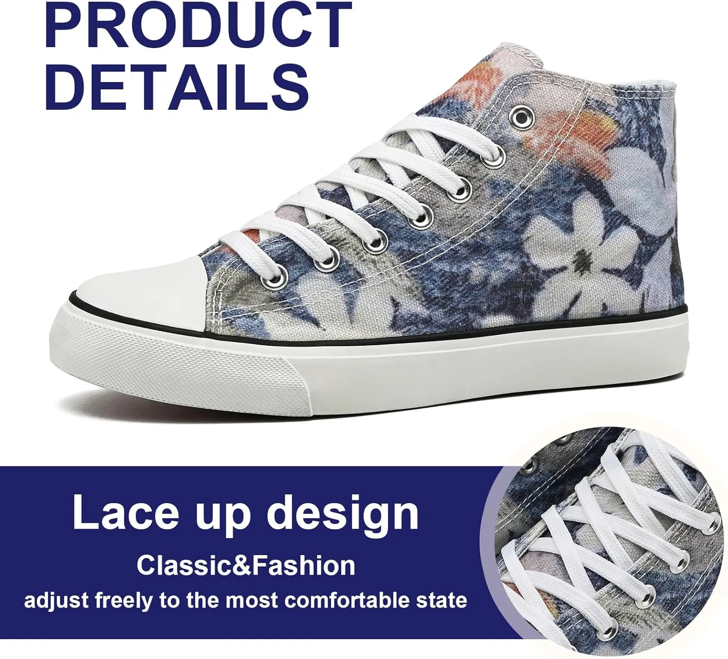 Canvas High Top Sneakers for Women Men Classic Lace Up Canvas Shoes Womens Mens Fashion High Top Sneakers Casual Tennis Walking Shoes