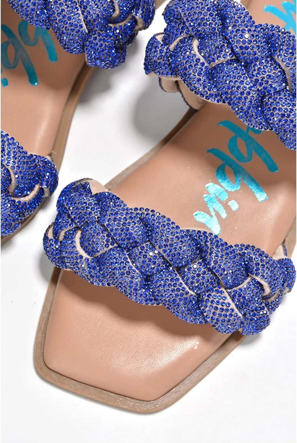 Cape Robbin Women's Slip-On Flat Sandals - Rhinestone-Embellished Braided Upper (Mana)