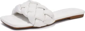 Cape Robbin Women's Square-Toe Braided Sandals - Flat Woven Slip-On Mules (Vagabond)