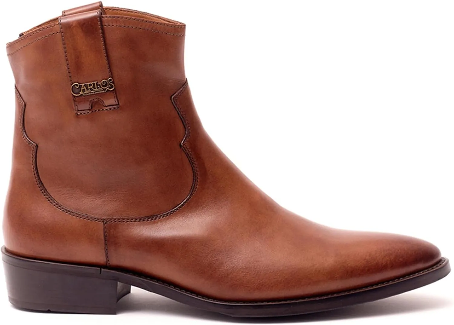 Carlos Santana Zappa Cowboy Boots for Men | Zipper Closure | Rubber Outsole & Cushion Comfort Footbed | Calfskin Leather Upper