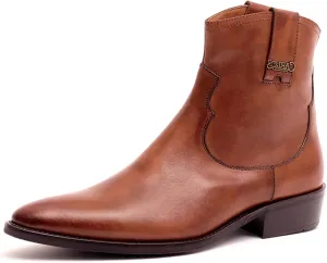 Carlos Santana Zappa Cowboy Boots for Men | Zipper Closure | Rubber Outsole & Cushion Comfort Footbed | Calfskin Leather Upper