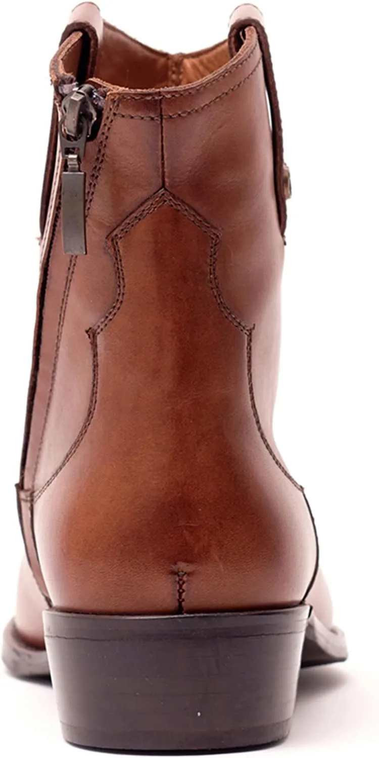 Carlos Santana Zappa Cowboy Boots for Men | Zipper Closure | Rubber Outsole & Cushion Comfort Footbed | Calfskin Leather Upper