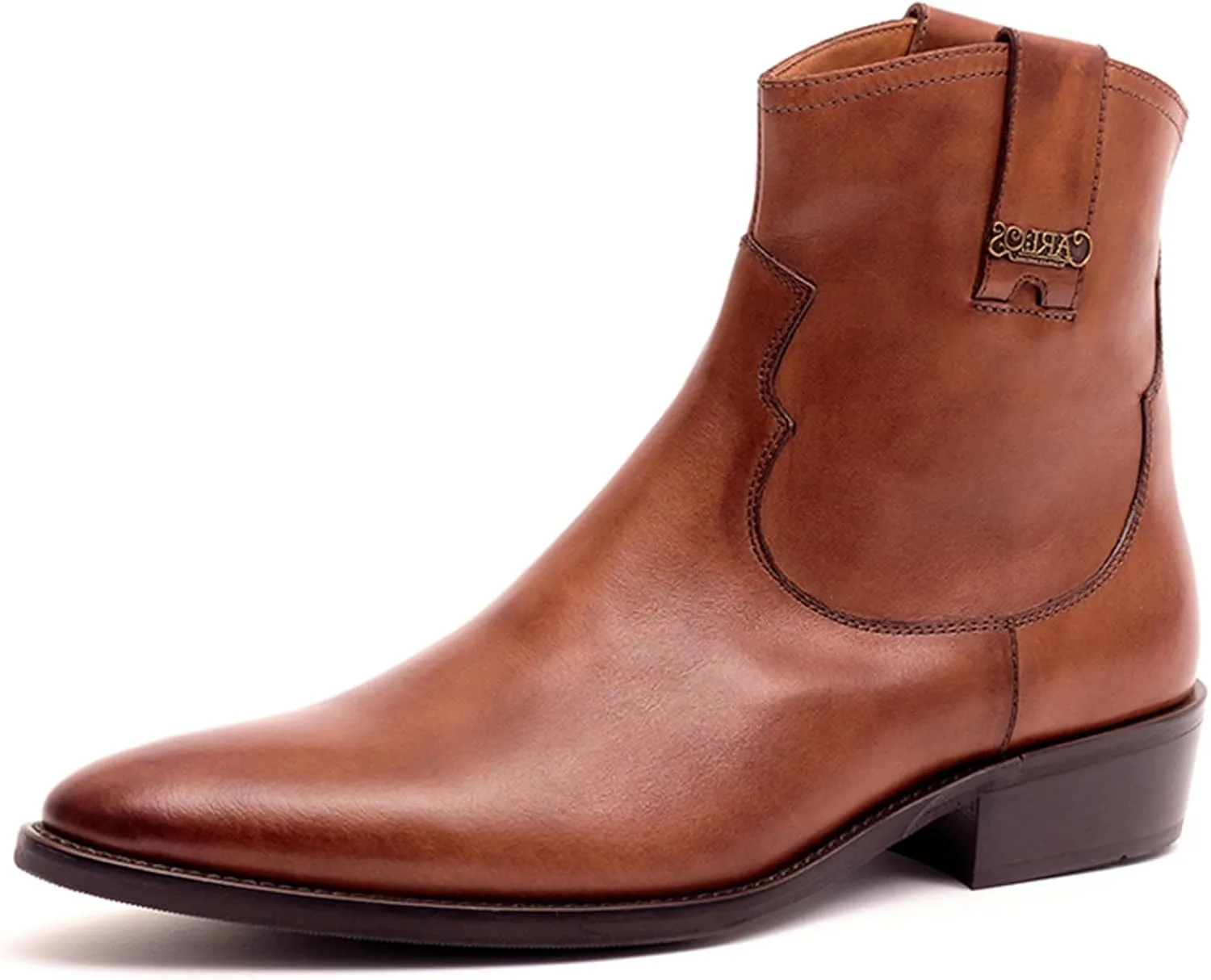 Carlos Santana Zappa Cowboy Boots for Men | Zipper Closure | Rubber Outsole & Cushion Comfort Footbed | Calfskin Leather Upper