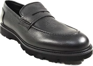 CASADEI Men's Black Soft Leather Comfort Loafers, Bostoni