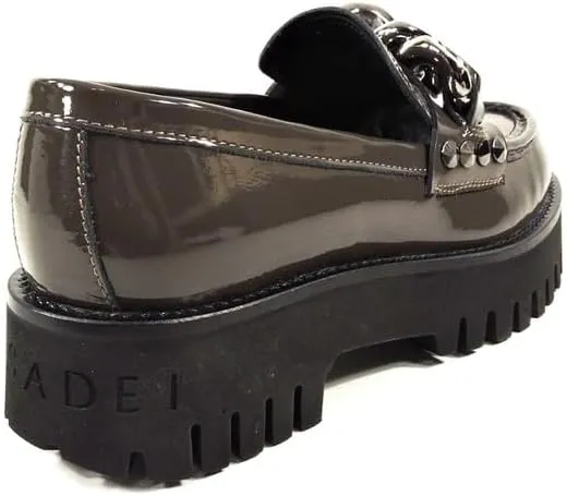 CASADEI Women's Brown Patent Leather Comfort Fashion Loafers, Slip-On Shoe