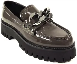 CASADEI Women's Brown Patent Leather Comfort Fashion Loafers, Slip-On Shoe