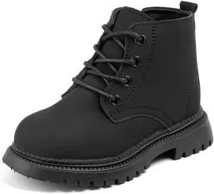 Casazoe Toddler Boys Girls Boots Little Kid Classic Work Boots Side Zipper Casual Walking Hiking Shoe High Top Lace Up Combat Ankle Shoes