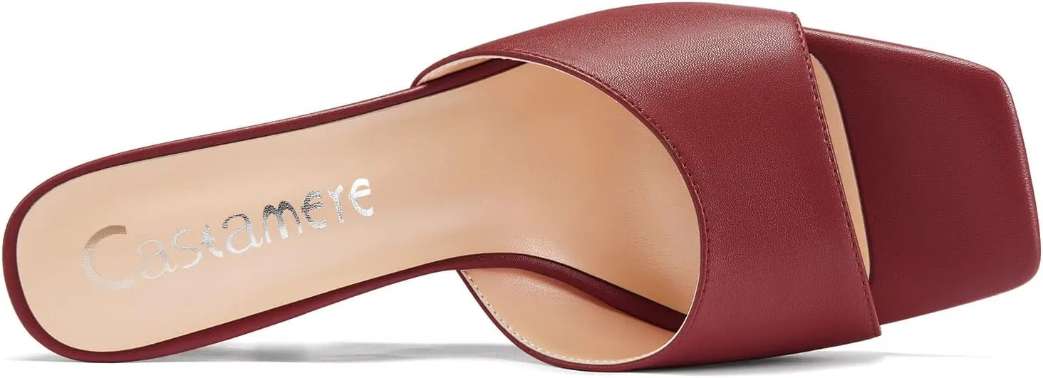 Castamere Women Mid Wedge Heel Open Toe Slip-on Mules Shoes Sandals Casual Party 3.2 Inches Heels