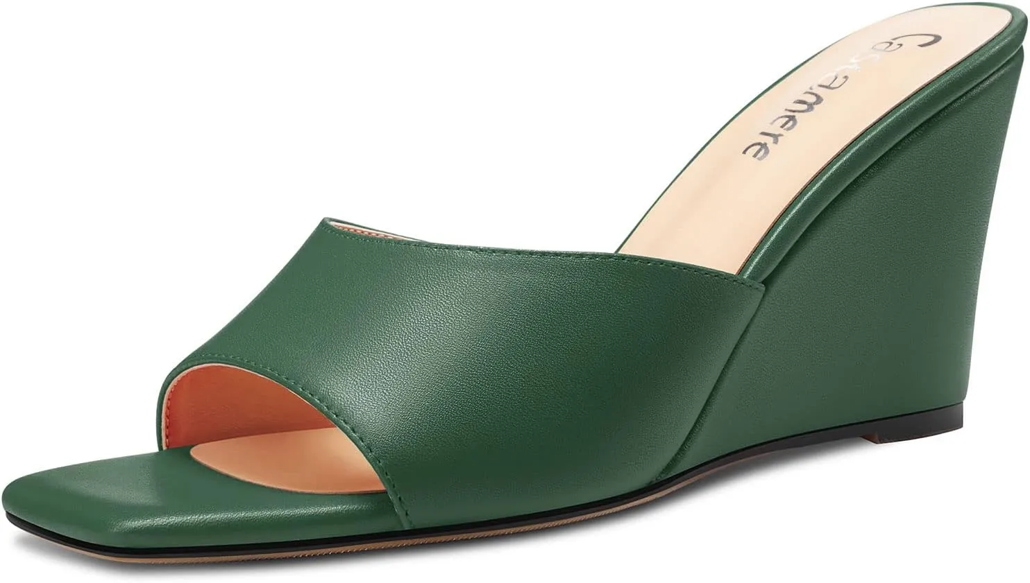 Castamere Women Mid Wedge Heel Open Toe Slip-on Mules Shoes Sandals Casual Party 3.2 Inches Heels