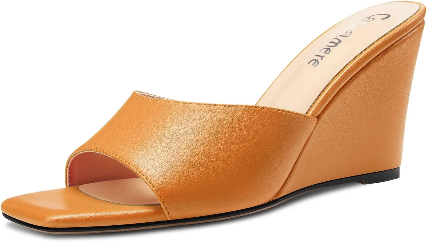 Castamere Women Mid Wedge Heel Open Toe Slip-on Mules Shoes Sandals Casual Party 3.2 Inches Heels