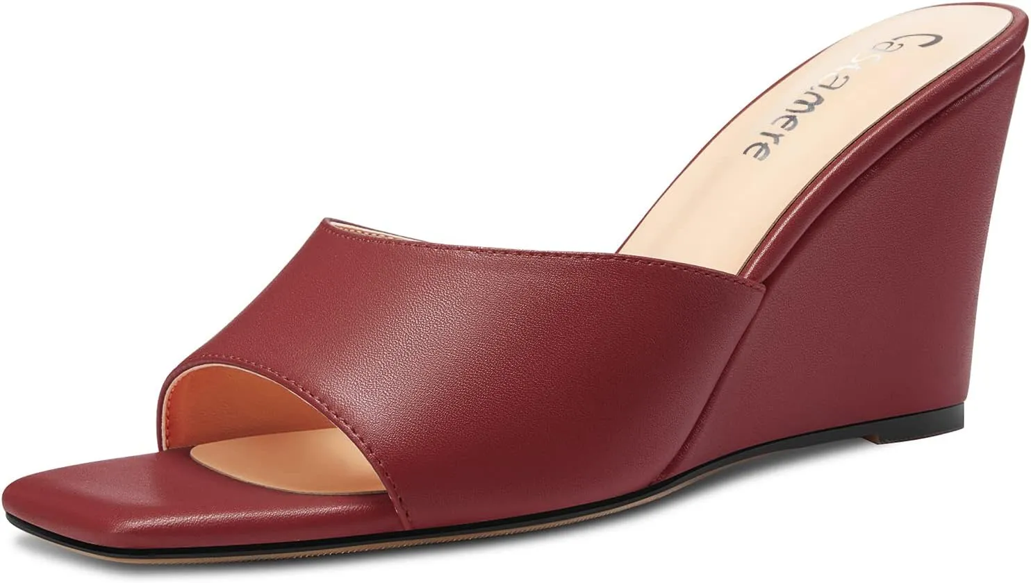 Castamere Women Mid Wedge Heel Open Toe Slip-on Mules Shoes Sandals Casual Party 3.2 Inches Heels