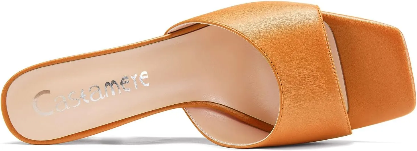 Castamere Women Mid Wedge Heel Open Toe Slip-on Mules Shoes Sandals Casual Party 3.2 Inches Heels