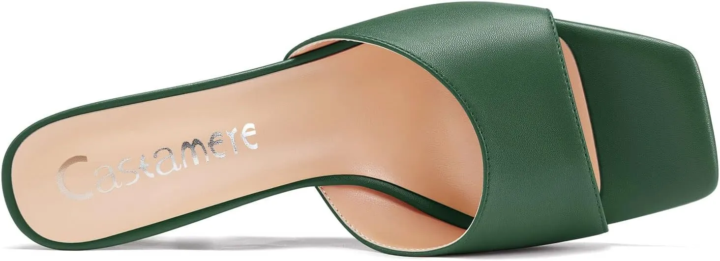 Castamere Women Mid Wedge Heel Open Toe Slip-on Mules Shoes Sandals Casual Party 3.2 Inches Heels