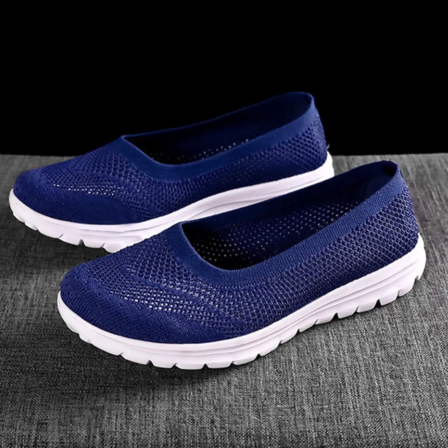 Casual Summer Shoes for Women Women Casual Shoes Fashionable Summer New Pattern Mesh Breathable and Comfortable Non Slip (Dark Blue, 9)