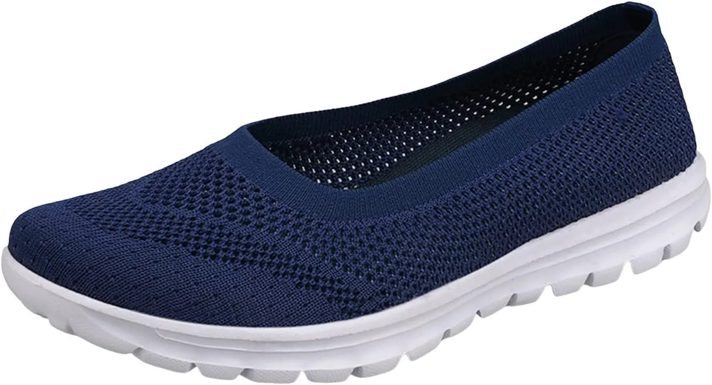 Casual Summer Shoes for Women Women Casual Shoes Fashionable Summer New Pattern Mesh Breathable and Comfortable Non Slip (Dark Blue, 9)