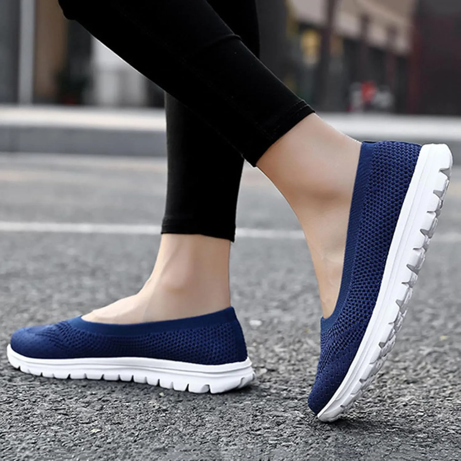 Casual Summer Shoes for Women Women Casual Shoes Fashionable Summer New Pattern Mesh Breathable and Comfortable Non Slip (Dark Blue, 9)
