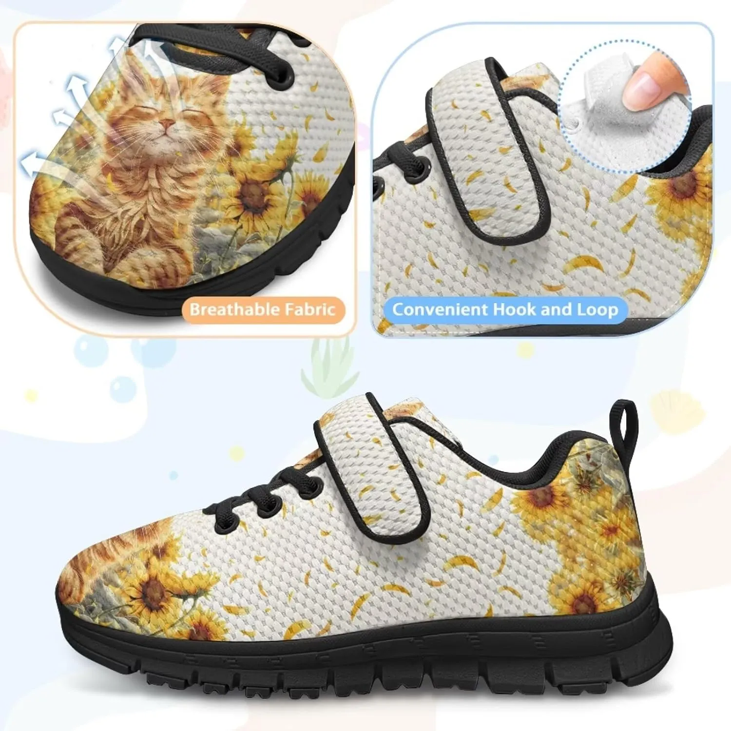 Cat Print Wide Barefoot Shoes for Boys Girls Winter Sneakers Running Shoe Athletic Walking Sneaker