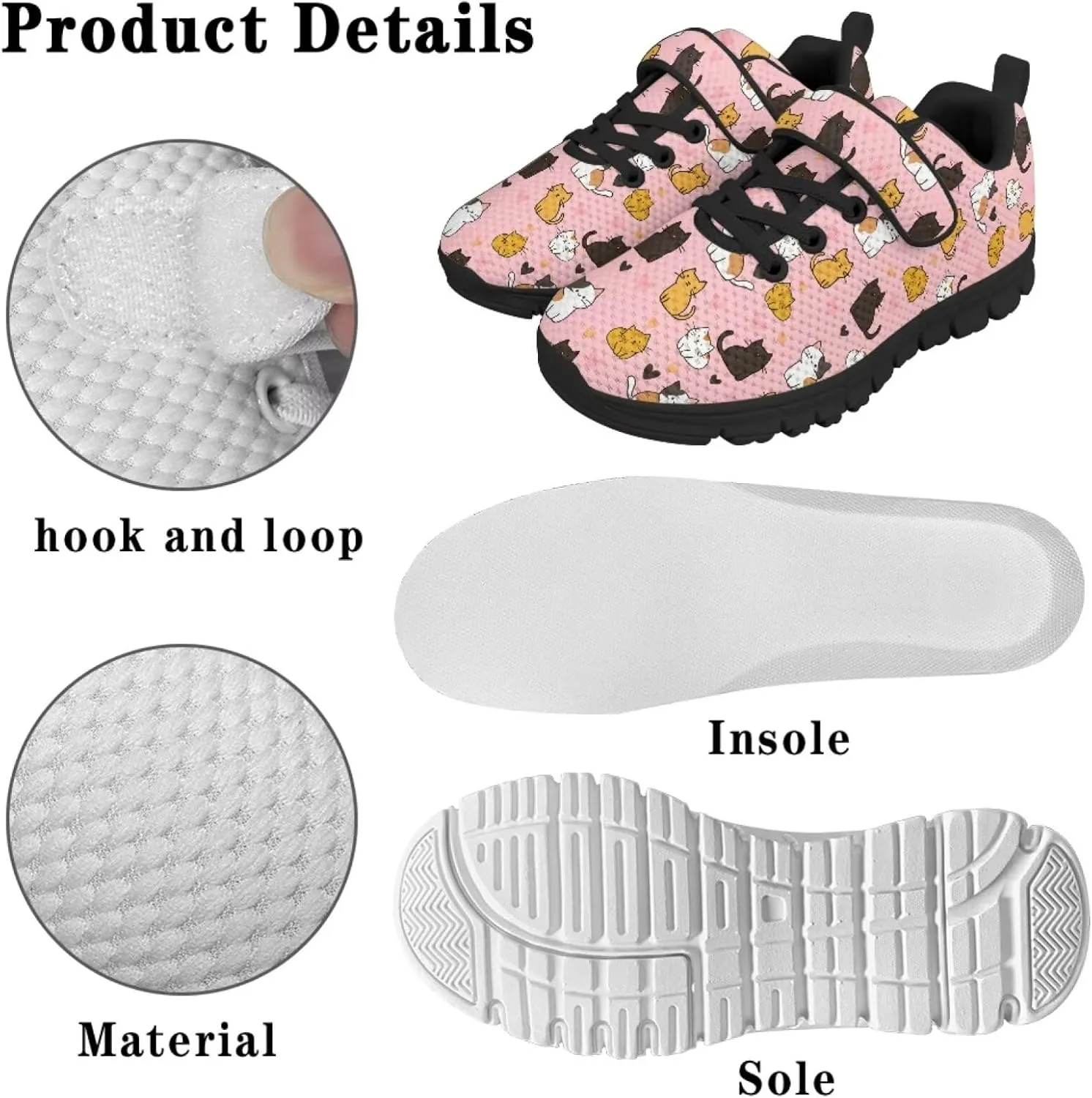 Cat Print Wide Barefoot Shoes for Boys Girls Winter Sneakers Running Shoe Athletic Walking Sneaker