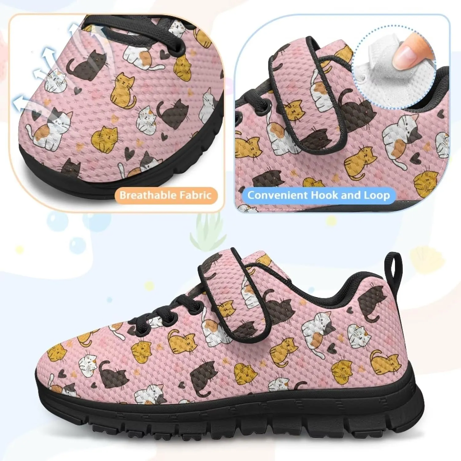 Cat Print Wide Barefoot Shoes for Boys Girls Winter Sneakers Running Shoe Athletic Walking Sneaker