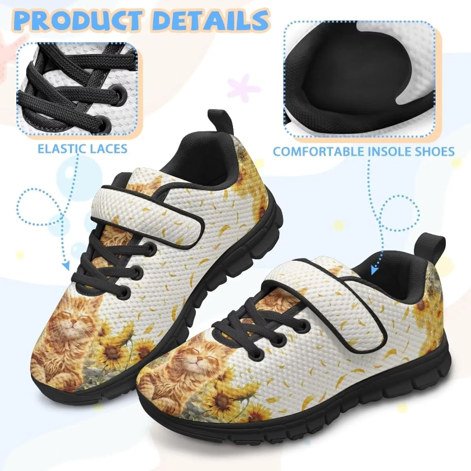 Cat Print Wide Barefoot Shoes for Boys Girls Winter Sneakers Running Shoe Athletic Walking Sneaker