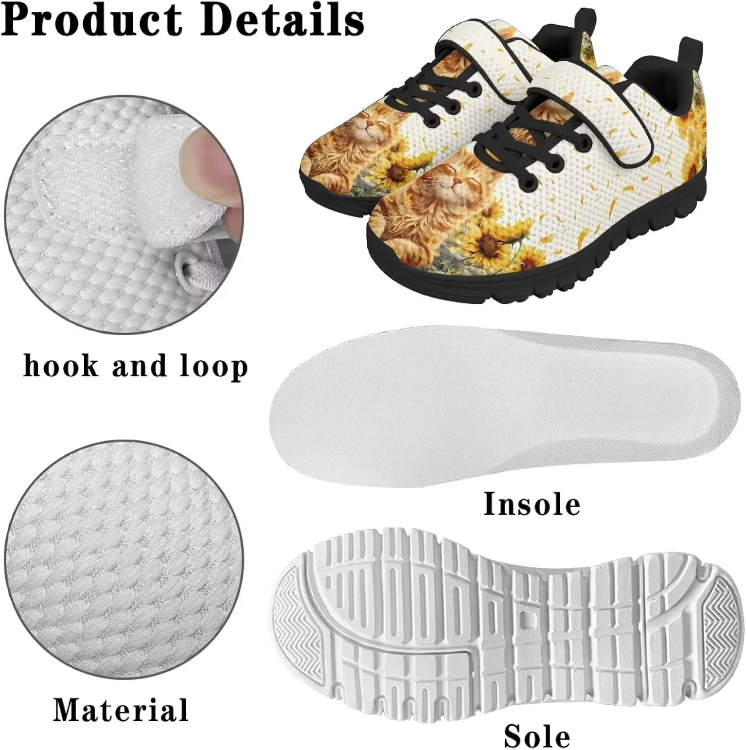 Cat Print Wide Barefoot Shoes for Boys Girls Winter Sneakers Running Shoe Athletic Walking Sneaker