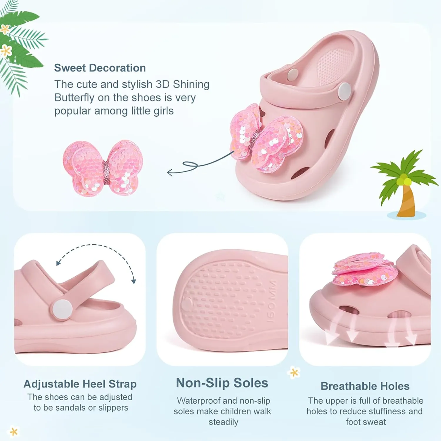 CENCIRILY Kids Girls Clogs Garden Shoes Baby Toddler Slides Cartoon Sandals Beach Pool Slipper