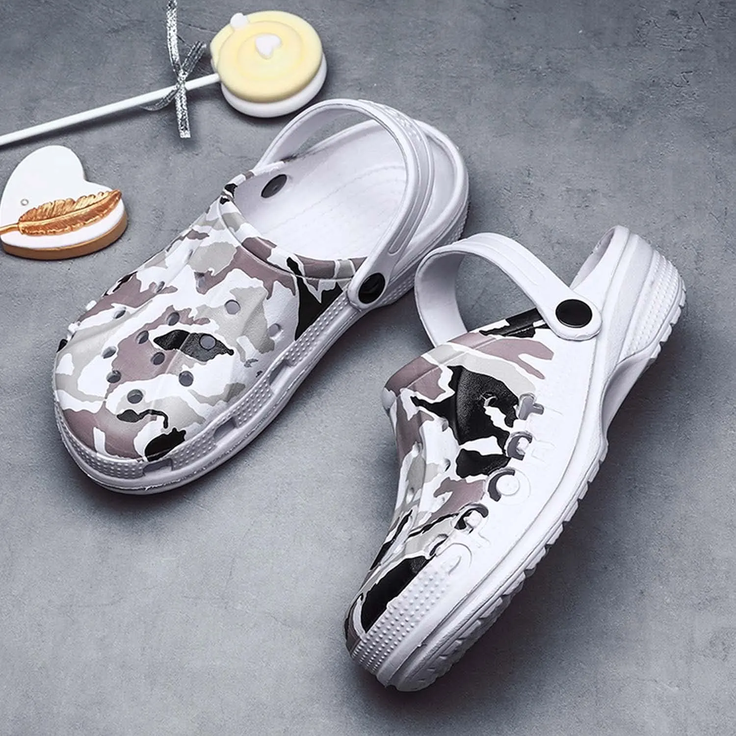 CERYTHRINA Boy's Camouflage Garden Clog Rubber Indoor Outdoor Mules Non Slip Sandals Big Kids Water Shoes