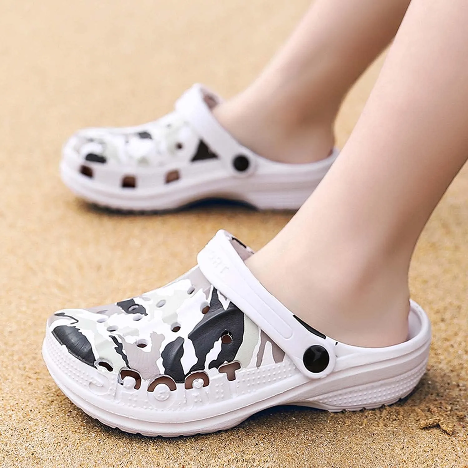 CERYTHRINA Boy's Camouflage Garden Clog Rubber Indoor Outdoor Mules Non Slip Sandals Big Kids Water Shoes