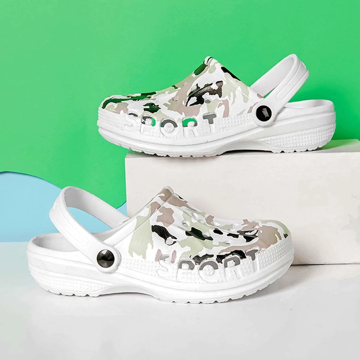 CERYTHRINA Boy's Camouflage Garden Clog Rubber Indoor Outdoor Mules Non Slip Sandals Big Kids Water Shoes