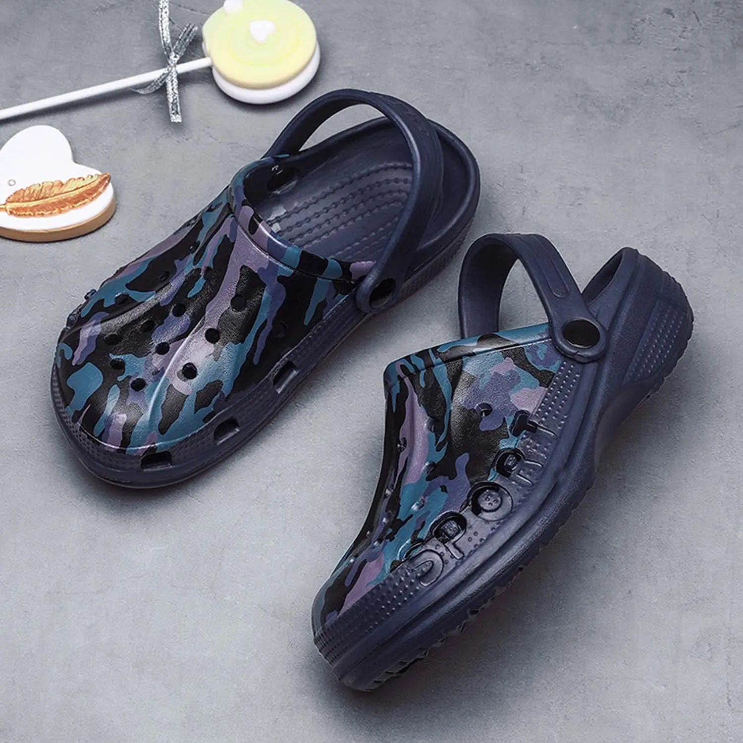 CERYTHRINA Boy's Camouflage Garden Clog Rubber Indoor Outdoor Mules Non Slip Sandals Big Kids Water Shoes