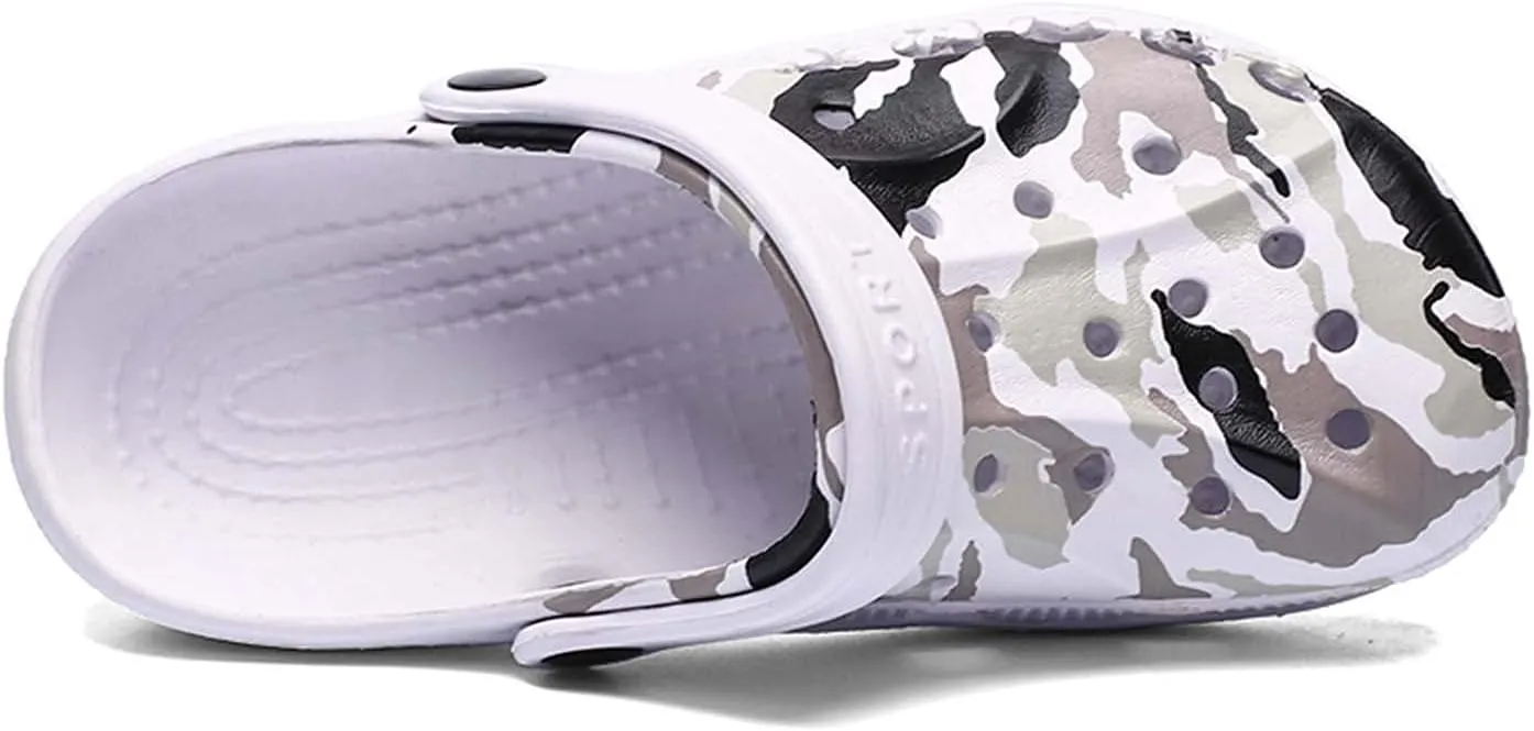 CERYTHRINA Boy's Camouflage Garden Clog Rubber Indoor Outdoor Mules Non Slip Sandals Big Kids Water Shoes