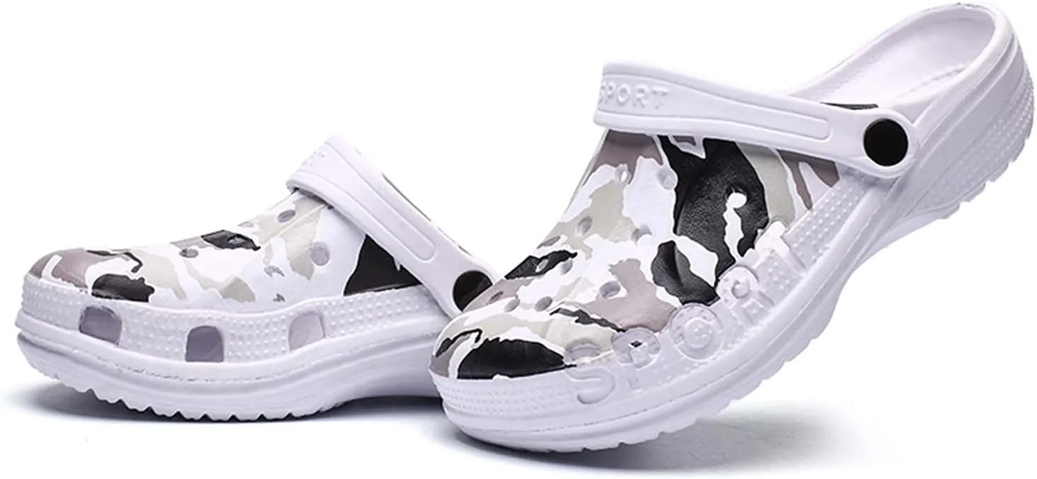 CERYTHRINA Boy's Camouflage Garden Clog Rubber Indoor Outdoor Mules Non Slip Sandals Big Kids Water Shoes