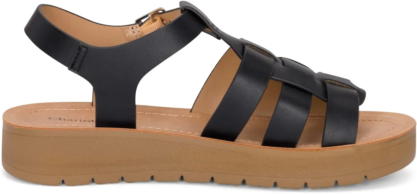 Chariot & Co Brag Women’s Platform Gladiator Sandals – PU Leather Strappy Fisherman Style, Summer Open Toe Sandal