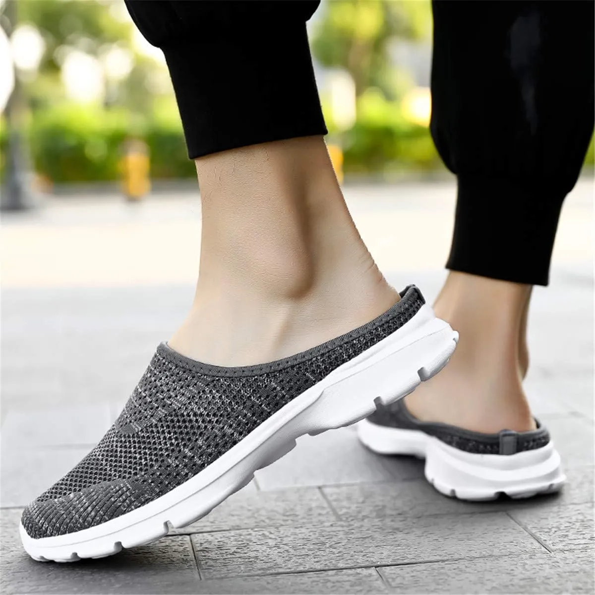 ChicWind Womens Breathable Mesh Walking Mules Sneakers Open Back Slip On Shoes