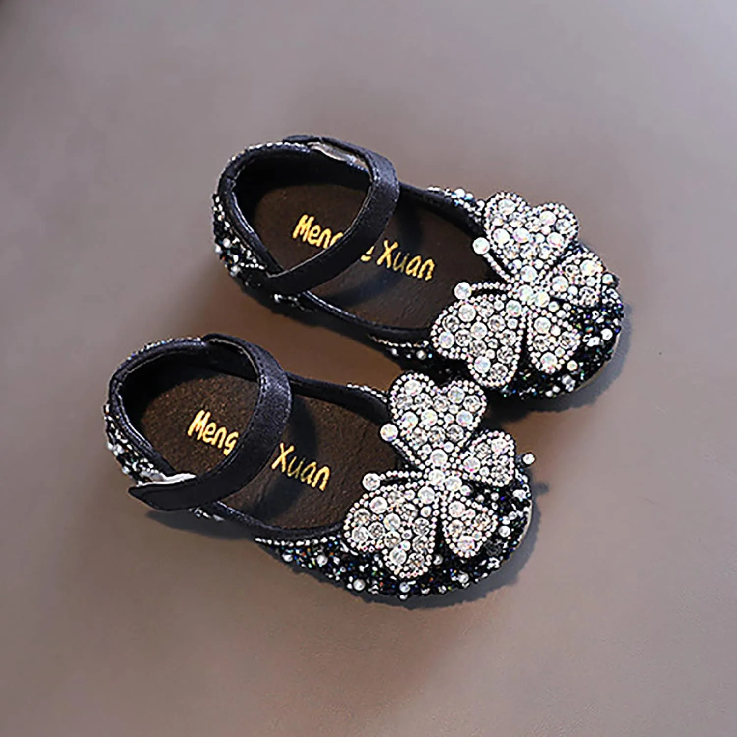 Children Butterfly Accessories Shoes Summer Pearl Rhinestones Shining Kids Princess Flat Sandals