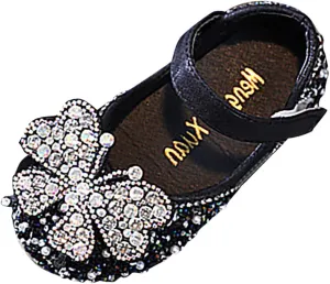 Children Butterfly Accessories Shoes Summer Pearl Rhinestones Shining Kids Princess Flat Sandals