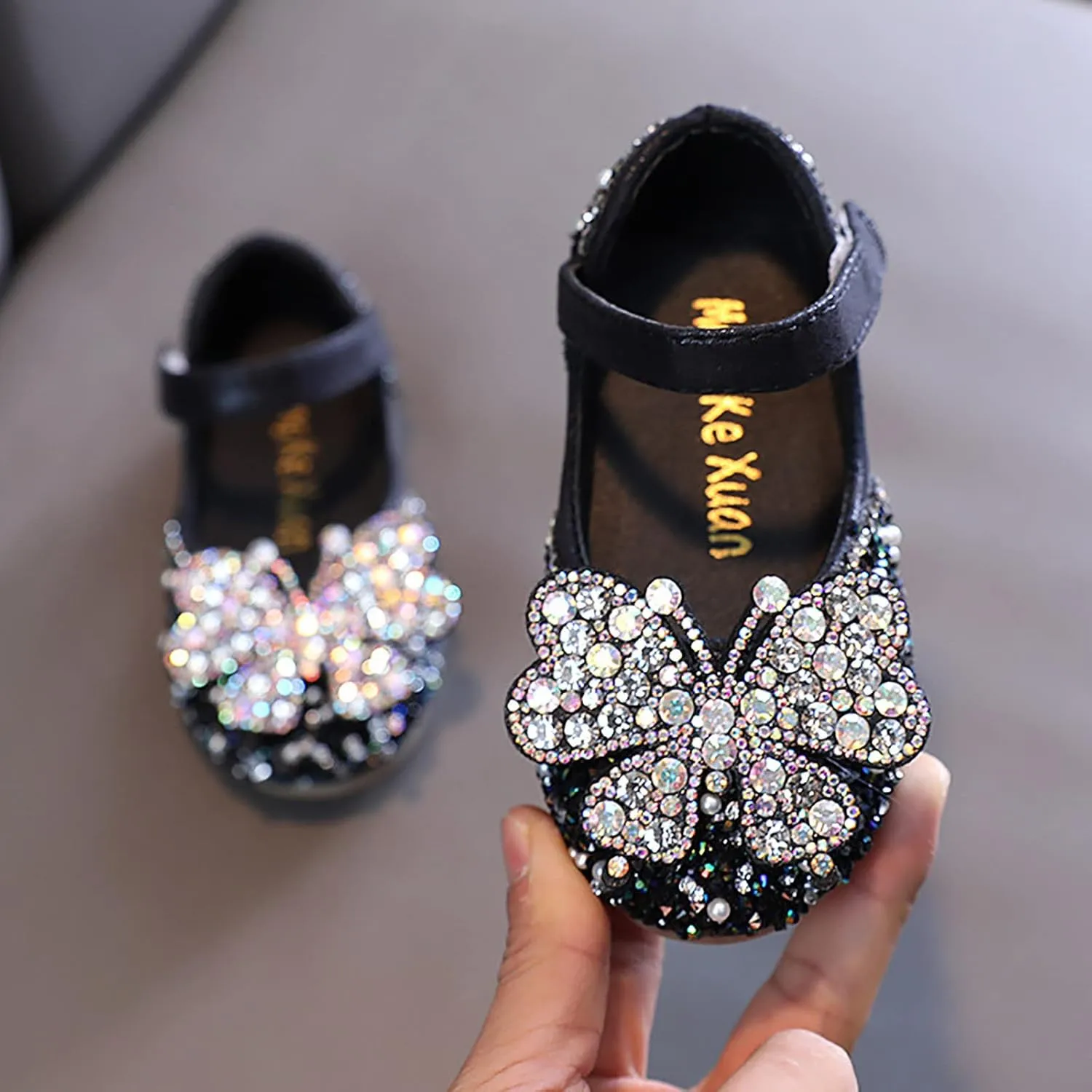 Children Butterfly Accessories Shoes Summer Pearl Rhinestones Shining Kids Princess Flat Sandals