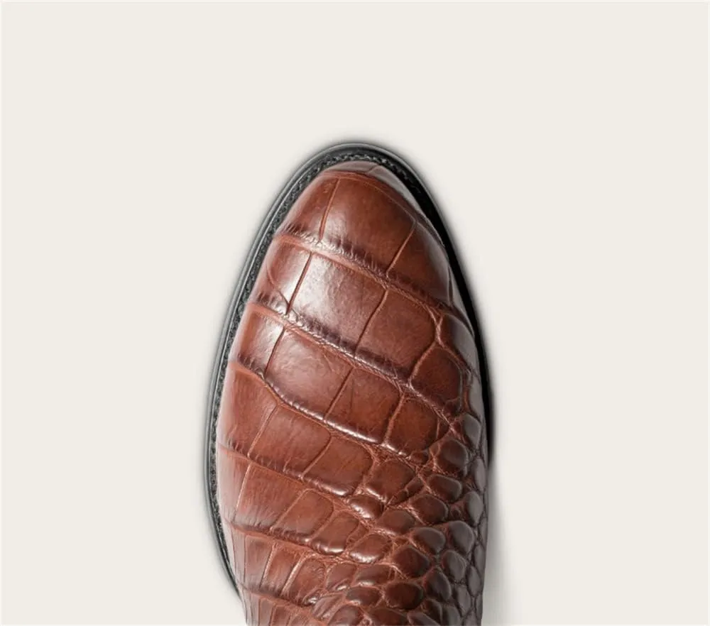 CHUUMEE Men's Fashion Round Toe Embroidered Durable Western Work Cowboy Boots