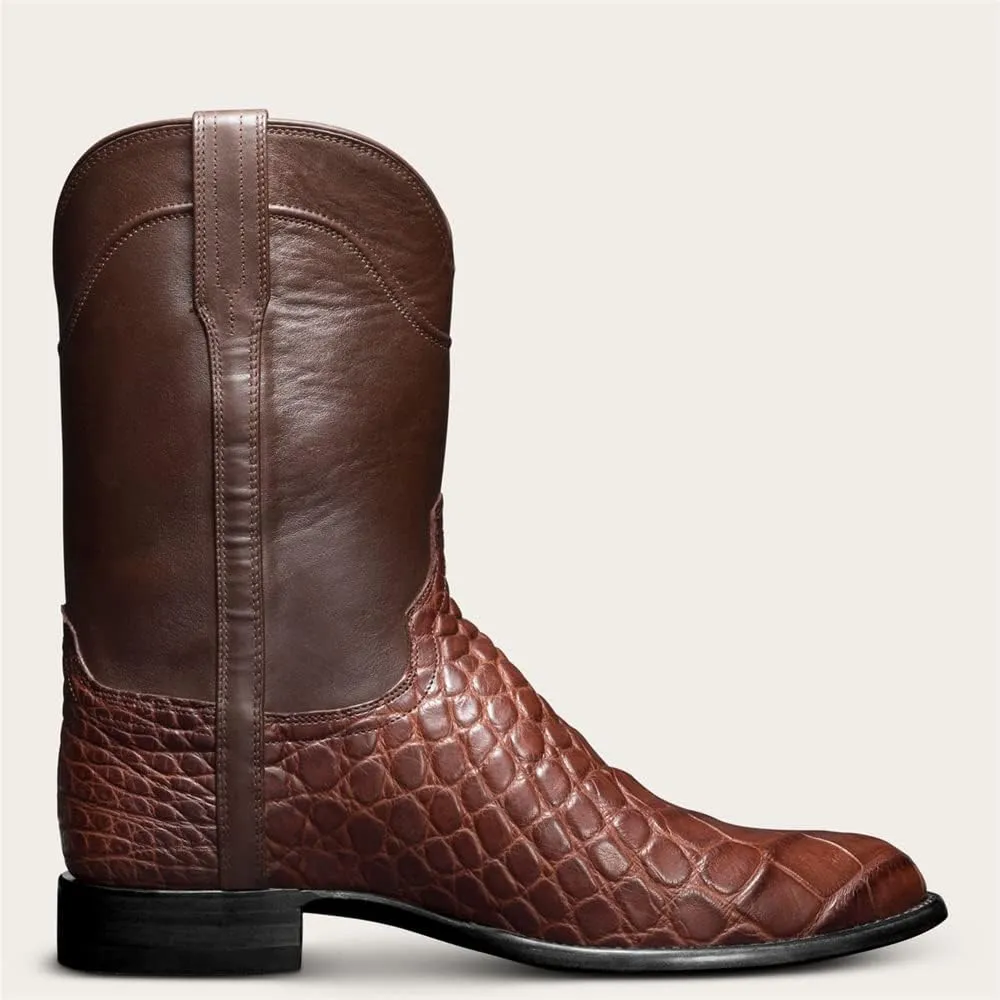 CHUUMEE Men's Fashion Round Toe Embroidered Durable Western Work Cowboy Boots