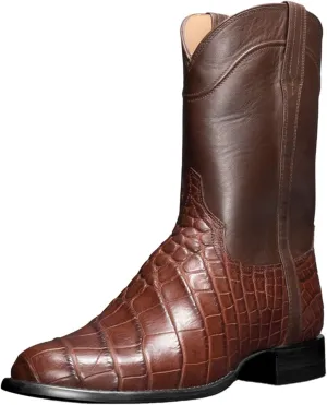 CHUUMEE Men's Fashion Round Toe Embroidered Durable Western Work Cowboy Boots