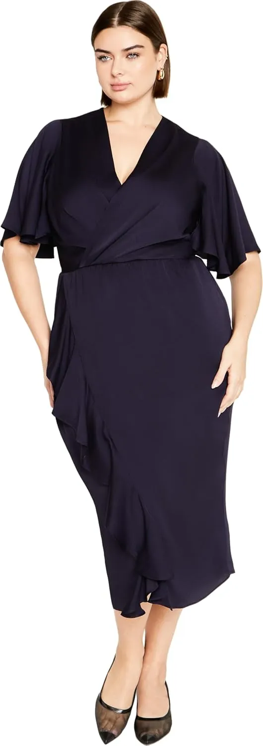 City Chic Women's Plus Size Soft Ruffle Dress