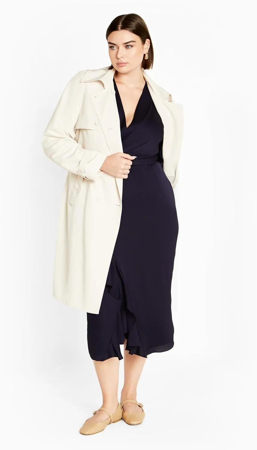 City Chic Women's Plus Size Soft Ruffle Dress