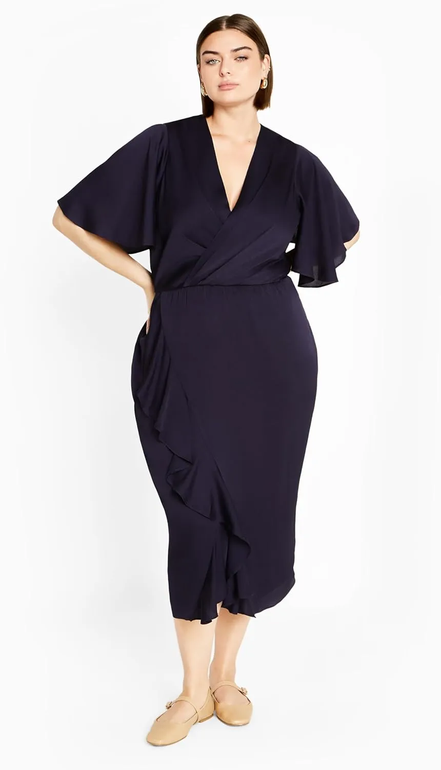 City Chic Women's Plus Size Soft Ruffle Dress