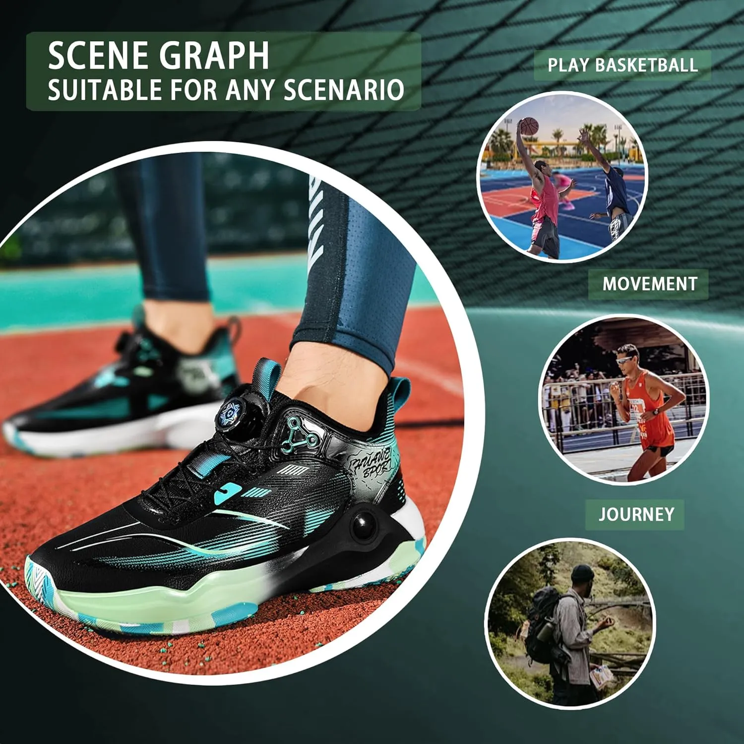 CJSPORX Men's Basketball Shoes Breathable Non-Slip Sneakers Fashionable Sports