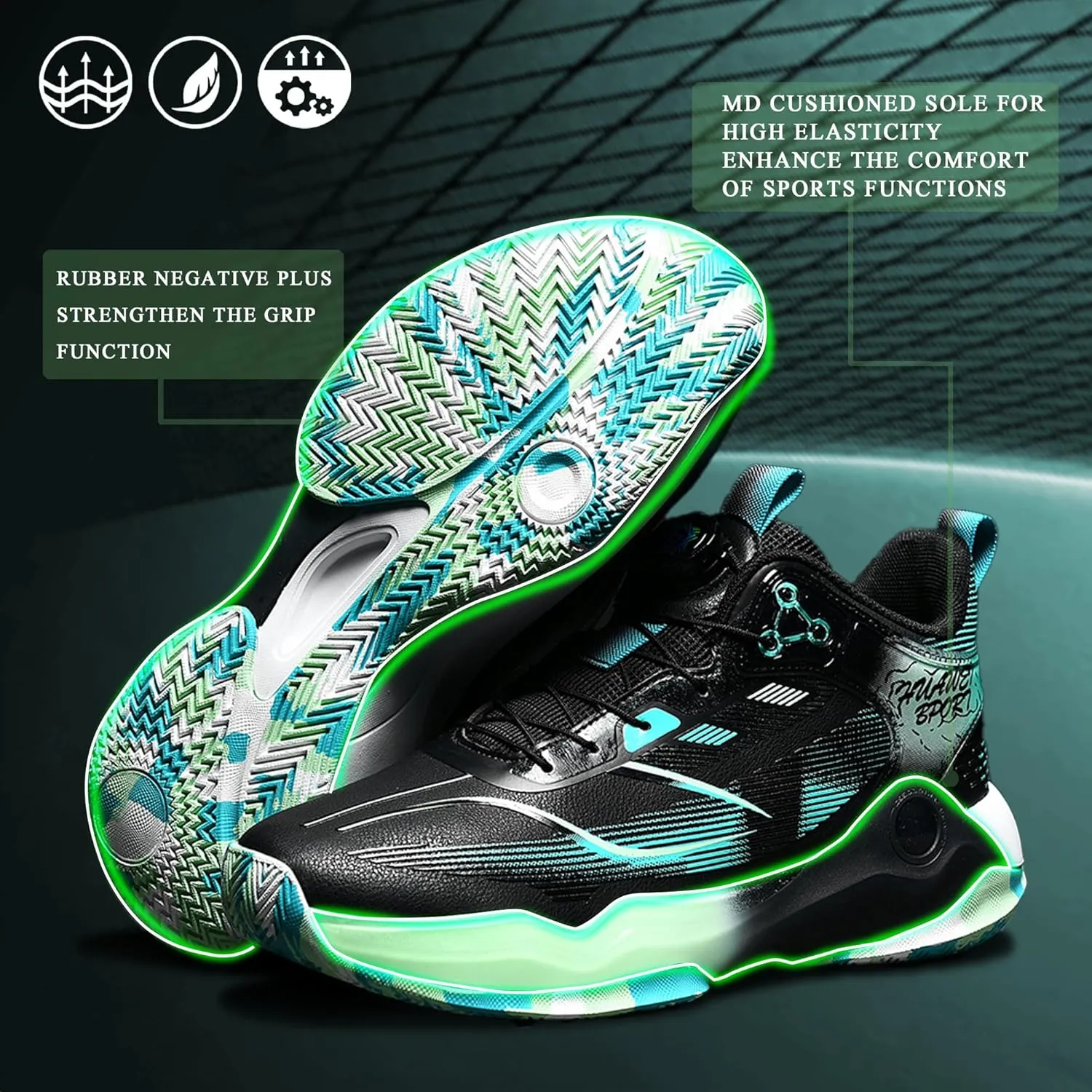 CJSPORX Men's Basketball Shoes Breathable Non-Slip Sneakers Fashionable Sports
