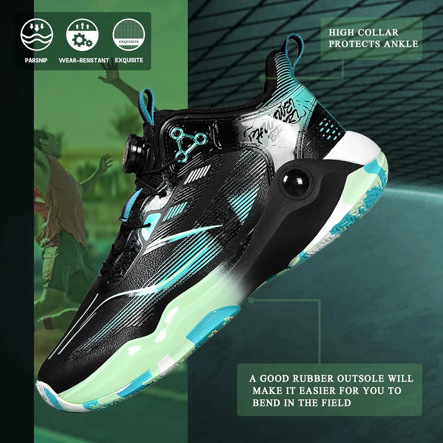 CJSPORX Men's Basketball Shoes Breathable Non-Slip Sneakers Fashionable Sports