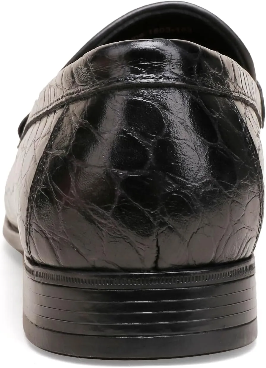 Classic Leather Dress Shoes for Mens, Fashion Crocodile Printed Casual Loafer Slip On Shoes for Men