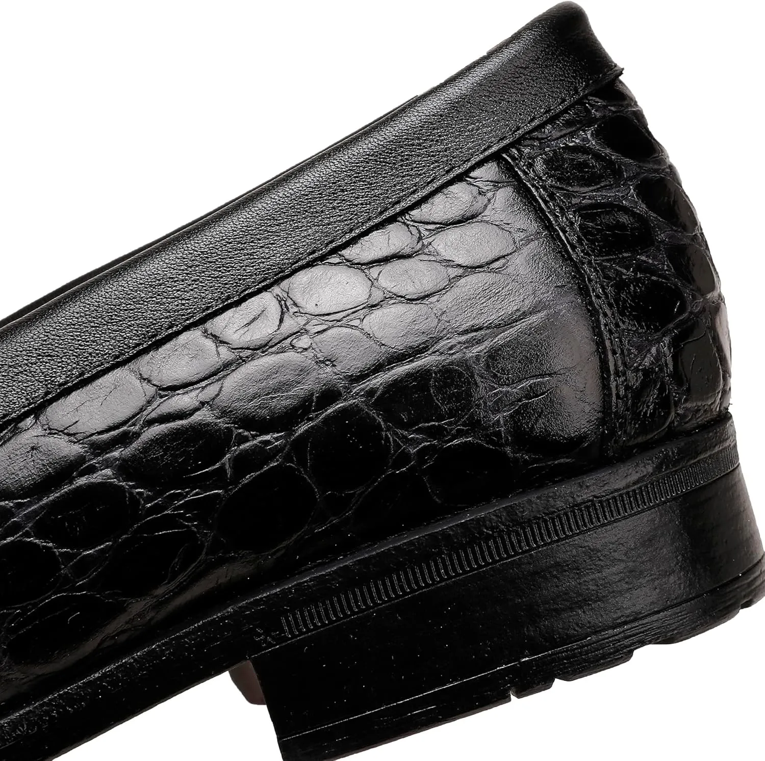 Classic Mens Leather Dress Loafer, Luxury Crocodile Printed Formal Business Shoes Slip on Dress Shoes with Buckle Penny Loafer for Mens