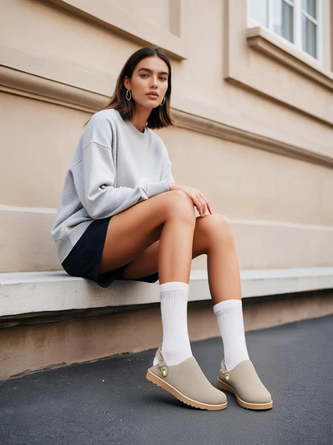 Clogs for Women Platform Clogs Slippers Classic Suede Leather Mules with Arch Support Comfortable Slip-on Sandals Shoes for Indoor Outdoor